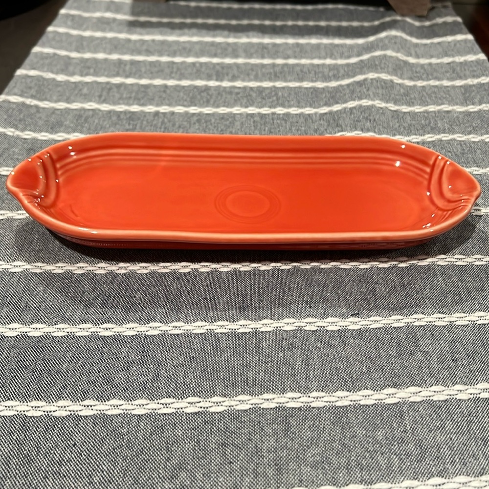 Fiesta Fiestaware Homer Laughlin 9” Relish Plate Corn Tray Persimmon